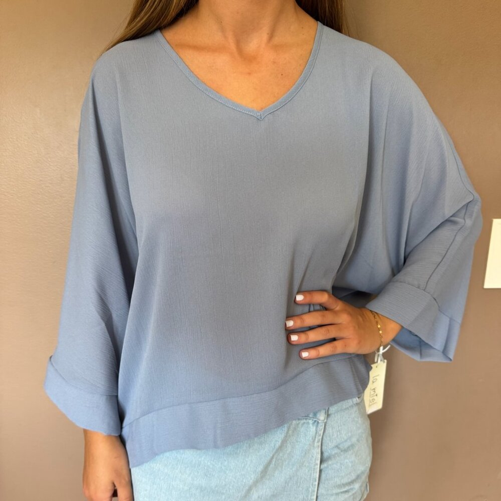 Steel Blue Hi Low Solid La Miel Top